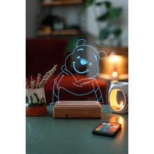 Modiwa Design Winnie The Pooh Ayı Winnie 16 Renk Uzaktan Kumandalı 3D Ahşap Gece Lambası Hediyelik