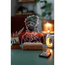 Modiwa Design Naruto Kakashi Hatake 16 Renk Uzaktan Kumandalı 3D Ahşap Gece Lambası Hediyelik