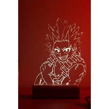 Modiwa Design Eijiro Kirishima My Hero Academia 16 Renk Uzaktan Kumandalı 3D Ahşap Gece Lambası Hediyelik