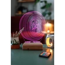 Modiwa Design Lastik ve Jant Araba Severlere 16 Renk Uzaktan Kumandalı 3D Ahşap Gece Lambası Hediyelik