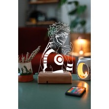 Modiwa Design Jujutsu Kaisen Sukuna 16 Renk Uzaktan Kumandalı 3D Ahşap Gece Lambası Hediyelik