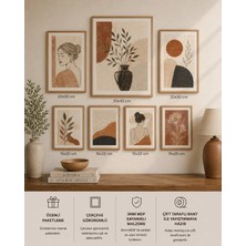 UNT 7'li Çerçeve Görünümlü Tablo Seti | Bohem Soyut Modern | Iskandinav Minimalist| Boho Salon, Ofis, Mutfak ve Çalışma Odası Duvar Dekoru