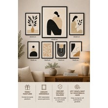 UNT 7'li Çerçeve Görünümlü Matisse Tablo Seti | Bohem Soyut Modern | Iskandinav Minimalist| Boho Salon, Ofis, Mutfak ve Çalışma Odası Duvar Dekoru