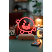 Modiwa Design BT21 Shooky Bts Min Yoongi 16 Renk Uzaktan Kumandalı 3D Ahşap Gece Lambası Hediyelik
