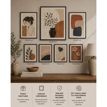UNT 7'li Çerçeve Görünümlü Tablo Seti | Bohem Soyut Modern | Iskandinav Minimalist| Boho Salon, Ofis, Mutfak ve Çalışma Odası Duvar Dekoru