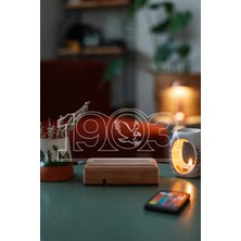 Modiwa Design 1903 Kara Kartal Çarşı Taraftar 16 Renk Uzaktan Kumandalı 3D Ahşap Gece Lambası Hediyelik