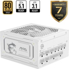 MSI Msı Mag 1000GL Pcıe5 Whıte 1000W 80 Gold Power