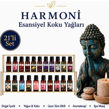 Harmoni Eko Set Saf Esansiyel Uçucu Yağ Buhurdanlık Yağı Difüzör Esansı Aromaterapi Ortam Koku Yağı 21X10M