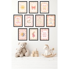 UNT 10'lu Çerçeve Görünümlü Pastel | Bebek Odası | Nursery Tablo Seti 15X20 cm Mdf Uv Baskı