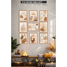 UNT Boho Minimalist Kadın Çizim 9'lu Duvar Tablo Seti – Çerçeve Görünümlü Premium Mdf 15X20 cm