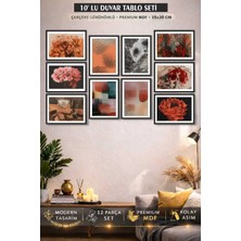 UNT 10’lu Premium Mdf Duvar Tablo Seti 15X20 cm Çerçeve Görünümlü Modern Soyut & Çiçek