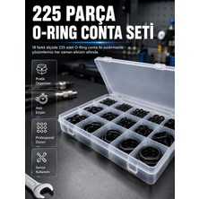 Epilons 225 Parça O-Ring Conta Seti 18 Farklı Ölçü Kauçuk Sızdırmazlık Conta Organizer Kutulu