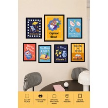 UNT 7'li Çerçeve Görünümlü Soyut Minimalist Tablo Seti | Iskandinav Duvar Dekoru