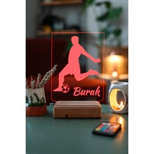 Modiwa Design Futbol Sevenlere ve 16 Renk Uzaktan Kumandalı 3D Ahşap Gece Lambası Hediyelik