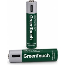 Greentouch Aaa Usb-C Şarj Edilebilir Ince Kalem Pil — 2'li