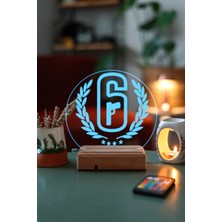 Modiwa Design Rainbow Six: Siege 16 Renk Uzaktan Kumandalı 3D Ahşap Gece Lambası Hediyelik