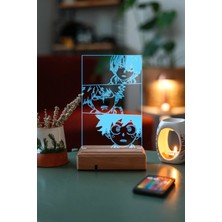 Modiwa Design My Hero Academia Deku - Todoroki - Bakugo 16 Renk Uzaktan Kumandalı 3D Ahşap Gece Lambası Hediyelik