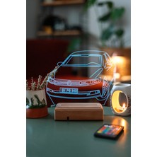 Modiwa Design Volkswagen Passat 16 Renk Uzaktan Kumandalı 3D Ahşap Gece Lambası Hediyelik