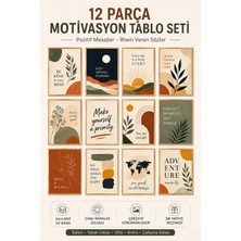 UNT 12 Parça Motivasyon Tablo Seti | Pozitif Mesajlar ve Modern Bohem Dekoratif Mdf Duvar Tablosu | Çerçeve Görünümlü Uv Baskı