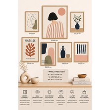 UNT 7'li Çerçeve Görünümlü Matisse Tablo Seti | Bohem Soyut Modern | Iskandinav Minimalist| Boho Salon, Ofis, Mutfak ve Çalışma Odası Duvar Dekoru