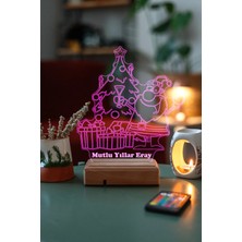 Modiwa Design Yılbaşı Noel Baba 16 Renk Uzaktan Kumandalı 3D Ahşap Gece Lambası Hediyelik