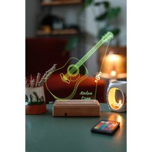 Modiwa Design Akustik Gitar 16 Renk Uzaktan Kumandalı 3D Ahşap Gece Lambası Hediyelik