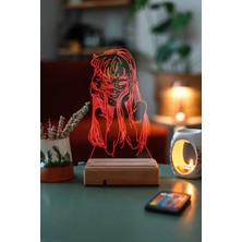 Modiwa Design Tomie Kawakami Manga 16 Renk Uzaktan Kumandalı 3D Ahşap Gece Lambası Hediyelik