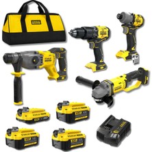 Stanley Fatmax SFMCK441TH V20 4’lü Kömürsüz Akülü Makine Seti – 3X4AH + 1X2AH Akü, Hızlı Şarj Cihazı ve Çantalı