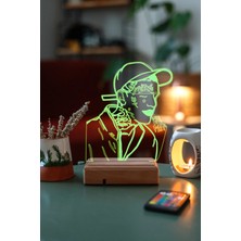 Modiwa Design Lil Peep 16 Renk Uzaktan Kumandalı 3D Ahşap Gece Lambası Hediyelik