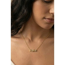 Minon - Minimal Mama Kristal Taşlı Harf Gold Kolye Anneye Hediye 14K Altın Kaplama