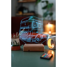 Modiwa Design Tır 16 Renk Uzaktan Kumandalı 3D Ahşap Gece Lambası Hediyelik
