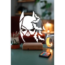 Modiwa Design Batman Yarasalar 16 Renk Uzaktan Kumandalı 3D Ahşap Gece Lambası Hediyelik