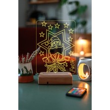 Modiwa Design Noel Baba 16 Renk Uzaktan Kumandalı 3D Ahşap Gece Lambası Hediyelik
