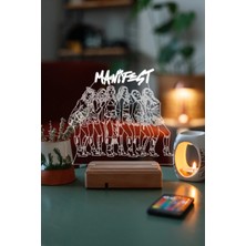 Modiwa Design Manifest Grubu 16 Renk Uzaktan Kumandalı 3D Ahşap Gece Lambası Hediyelik