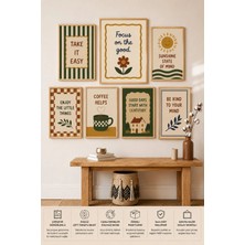 UNT 7'li Çerçeve Görünümlü Motivasyon Temalı | Retro Minimalist | Boho Salon, Ofis, Mutfak ve Çalışma Odası Duvar Dekoru