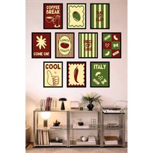 UNT 10'lu Çerçeve Görünümlü Mutfak | Modern | Retro Duvar Posteri Tablo Seti– 15X20 cm Mdf Uv Baskı