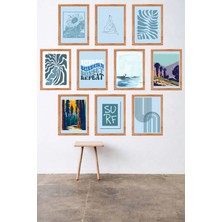 UNT 10'lu Çerçeve Görünümlü Modern Bohem Duvar Tablo Seti – 15X20 cm Mdf Uv Baskı