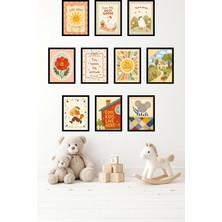 UNT 10'lu Çerçeve Görünümlü Pastel | Bebek Odası | Nursery, Minimalist, Vintage Tablo Seti 15X20 cm Mdf Uv Baskı