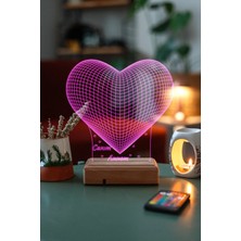Modiwa Design Anneler Günü, Sevgiliye Kalp 16 Renk Uzaktan Kumandalı 3D Ahşap Gece Lambası Hediyelik