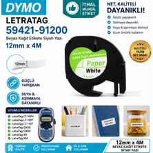 Puun Dymo Letratag LT-110T 91200 59421 Laminasyon Muadil Etiket Kaseti 12MM x 4m Beyaz Kağıt Etikete Siyah Yazı Güçlü Yapışkan