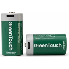 Greentouch C Usb-C Şarj Edilebilir Orta Boy Pil — 2'li