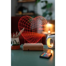 Modiwa Design Anneler Günü Kalp Canım Annem 16 Renk Uzaktan Kumandalı 3D Ahşap Gece Lambası Hediyelik