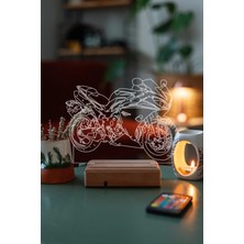 Modiwa Design Yamaha R1 Motor 16 Renk Uzaktan Kumandalı 3D Ahşap Gece Lambası Hediyelik