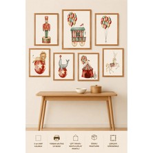 UNT 7'li Çerçeve Görünümlü Sirk Tema | Bebek Odası | Nursery, Minimalist, Vintage Duvar Dekoru