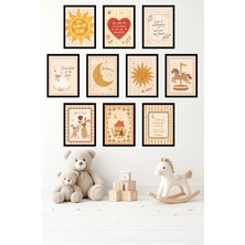 UNT 10'lu Çerçeve Görünümlü Pastel | Bebek Odası | Nursery, Minimalist, Vintage Tablo Seti 15X20 cm Mdf Uv Baskı