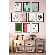 UNT 10'lu Çerçeve Görünümlü Feng Shui Japon Tarzı Minimal Tablo Seti – 15X20 cm Mdf Uv Baskı