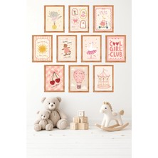 UNT 10'lu Çerçeve Görünümlü Pastel Prenses Temalı | Bebek Odası | Nursery Tablo Seti 15X20 cm Mdf Uv Baskı
