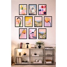 UNT 10'lu Çerçeve Görünümlü Mutfak | Modern | Retro Duvar Posteri Tablo Seti– 15X20 cm Mdf Uv Baskı