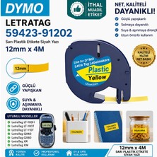 Puun Dymo Letratag Xr 91202 59423 Laminasyon Muadil Etiket Kaseti 12MM x 4m Sarı Plastik Etikete Siyah Yazı Güçlü Yapışkan