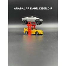 3D Atelier 1:64 Ölçek Diorama Araç Lifti - 2 Araç - Turuncu Siyah